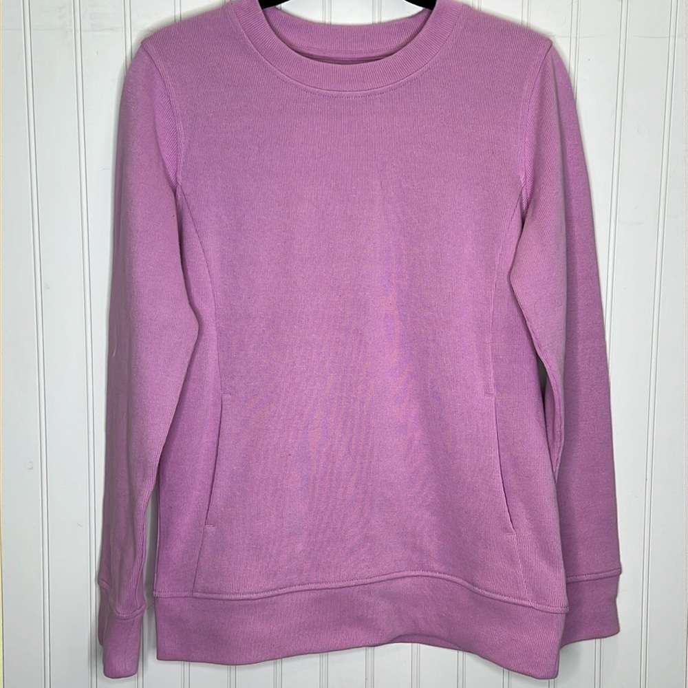Duluth Trading Company Pink Ribbed Crew Sweatshirt Size Extra Small